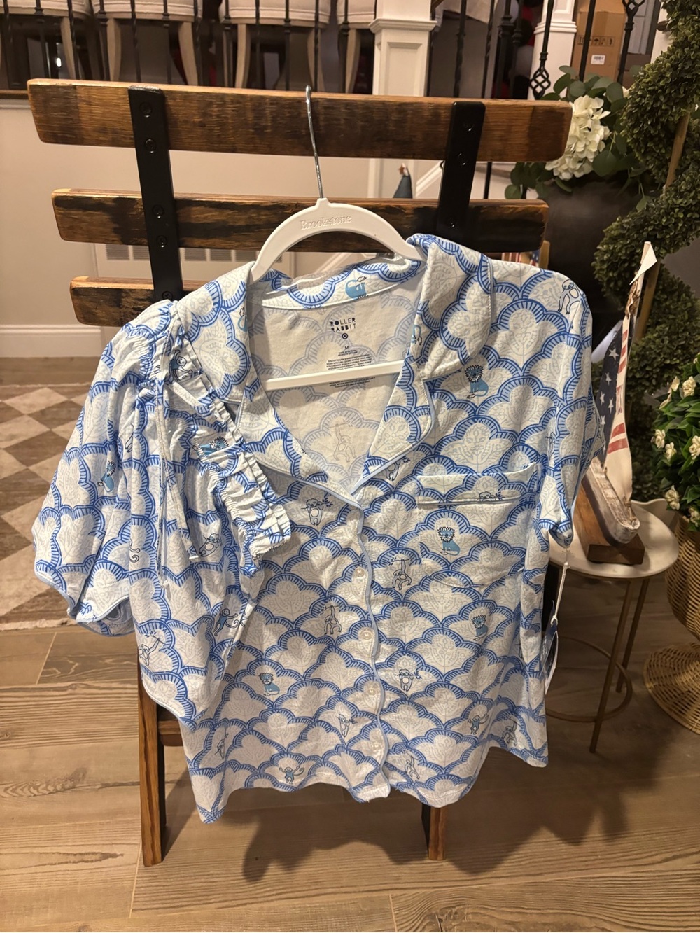 Roller Rabbit Women’s Blue & White Short Sleeve PJ Set - NWT Size M